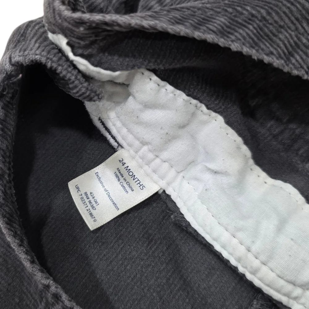 OshKosh B'gosh Vintage Gray Corduroy Overalls with Penguin Embroidery 24 Months